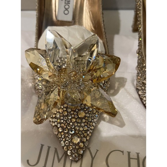 Jimmy Choo Alia Crystal Covered Pointy Toe Pumps 💯% Authentic - Picture 7 of 11